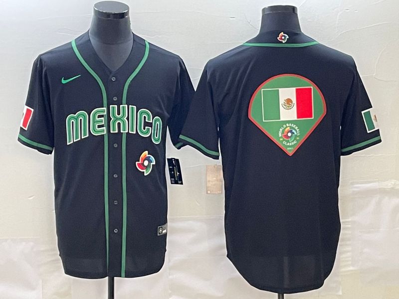 Men 2023 World Cub Mexico Blank Black Nike MLB Jersey10